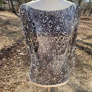 ANAC KIMI TOP BROWN CREAM PRINT STRETCH BOATNECK size M